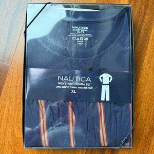 NEW Nautica Sz XL Pajama Set - with Long Sleeve Shirt and Vertical Striped Pants